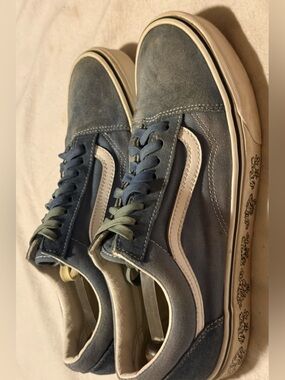 Vans Men's Old Skool Blue Suede & Canvas Skate Shoes